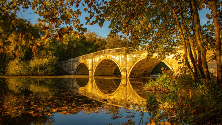 Autumn view of Clumber's Ornamental Bridge